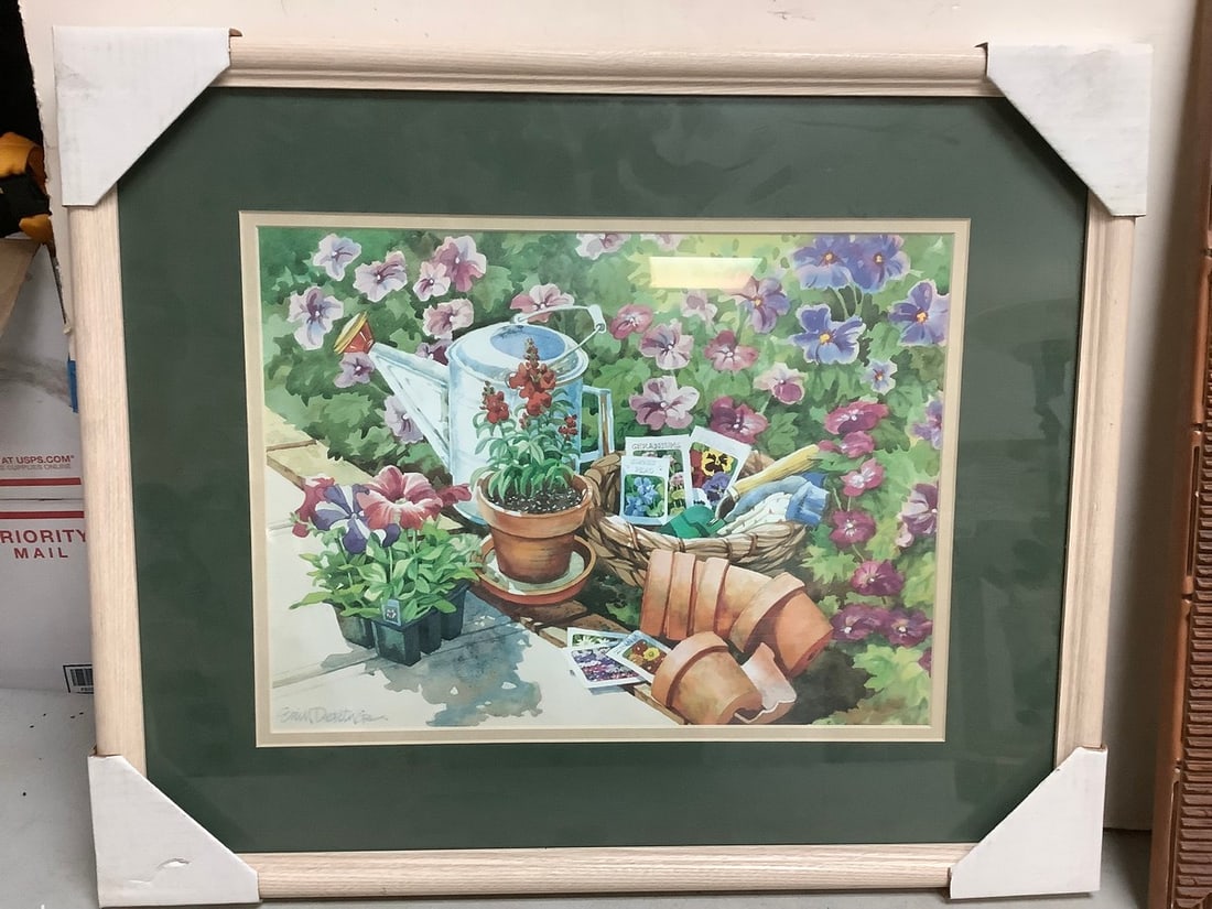 Framed floral artwork signed Erin Dertner(23.5in.x19.5in.) (1 of 1)