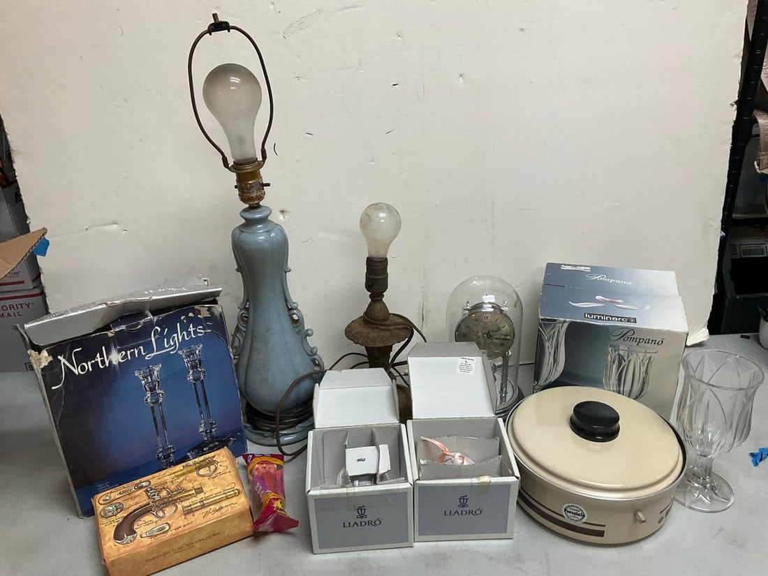 White Metal Lamp - 1930s, Porcelain Lamp - 1950s(24in), Lladro Ceramics, Northern Lights Candle (1 of 1)