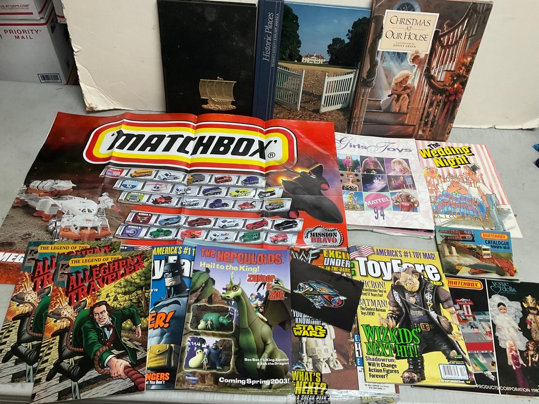 Vintage Books, Magazines, Matchbox Poster (36inx26.5in): Vintage Books, Magazines, Matchbox Poster (36inx26.5in)