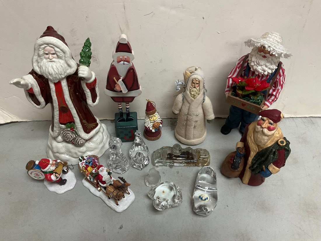 Santa Statues (Westmar, Schmid, etc.),Glass Trinkets(1991 Samuel J. Butcher, Goebel, Villeroy & (1 of 1)