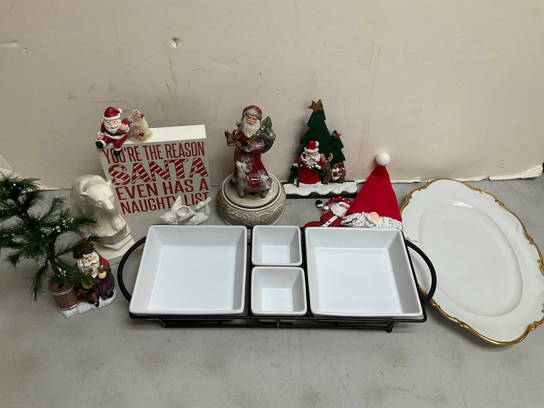 Elite Dish Set, Christmas Decor, Gold Trimmed Ceramic Plate and more (Tallest - 12.25in) (1 of 1)