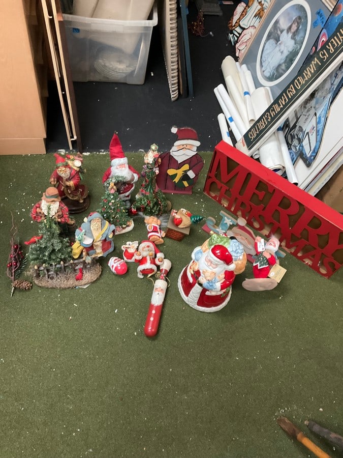 Christmas santa cookie jar, Christmas sign 26x12, ANNALEE christmas santa and more: Christmas santa cookie jar, Christmas sign 26x12, ANNALEE christmas santa and more