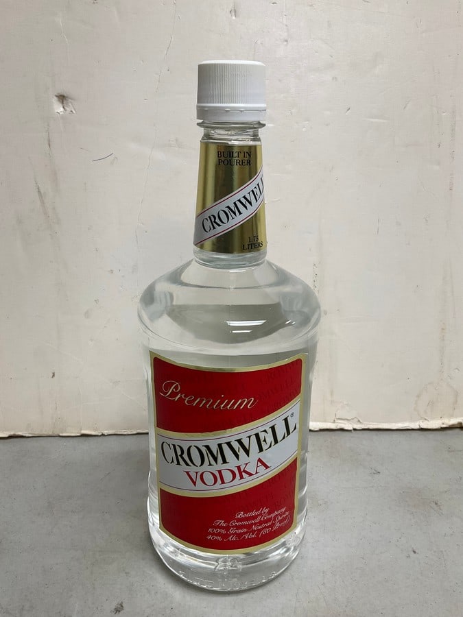 Cromwell vodka(1.75liters): Any contents in bottle is Free; You are bidding on the bottle & unbroken tax stamp