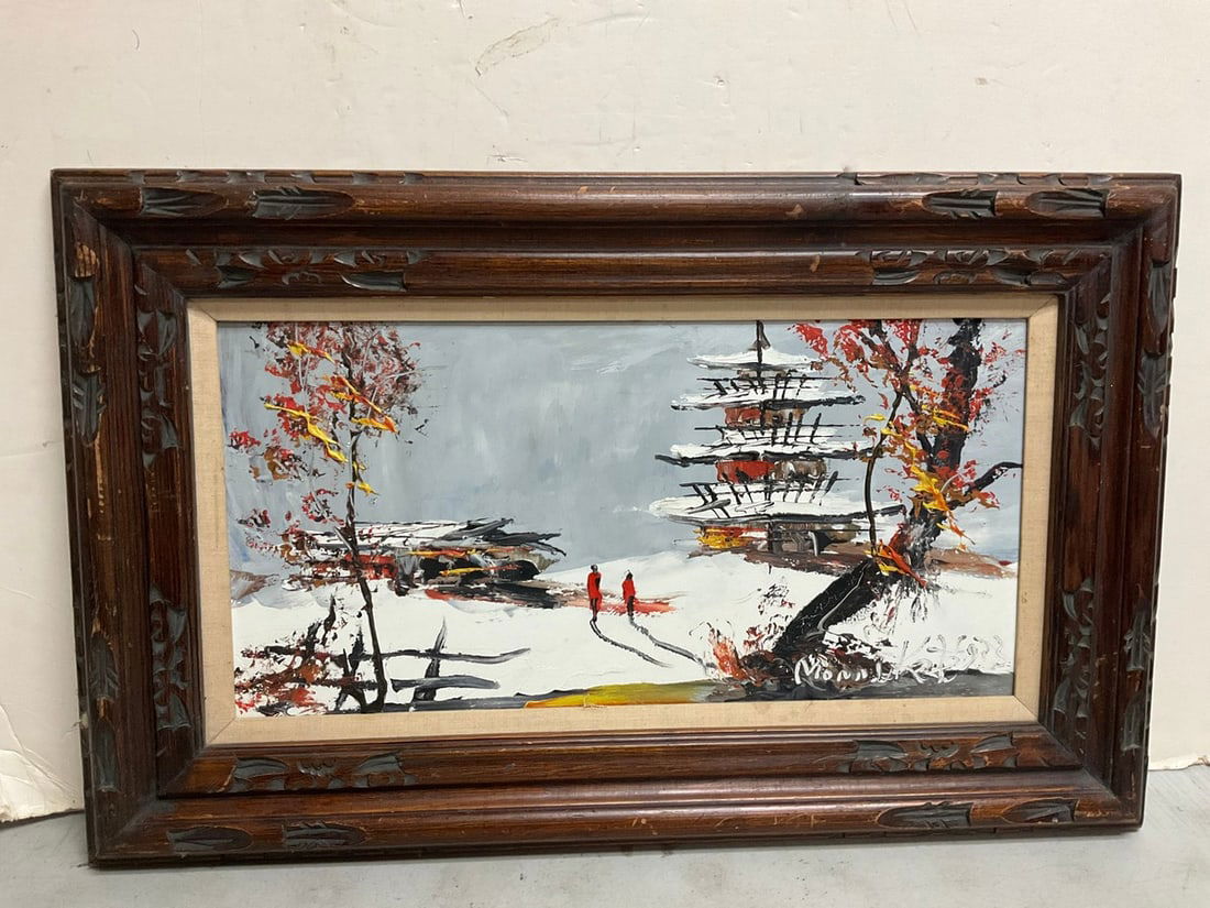 Vintage oil painting on board by Morris Katz(31.5in.x20in.): Vintage oil painting on board by Morris Katz(31.5in.x20in.)