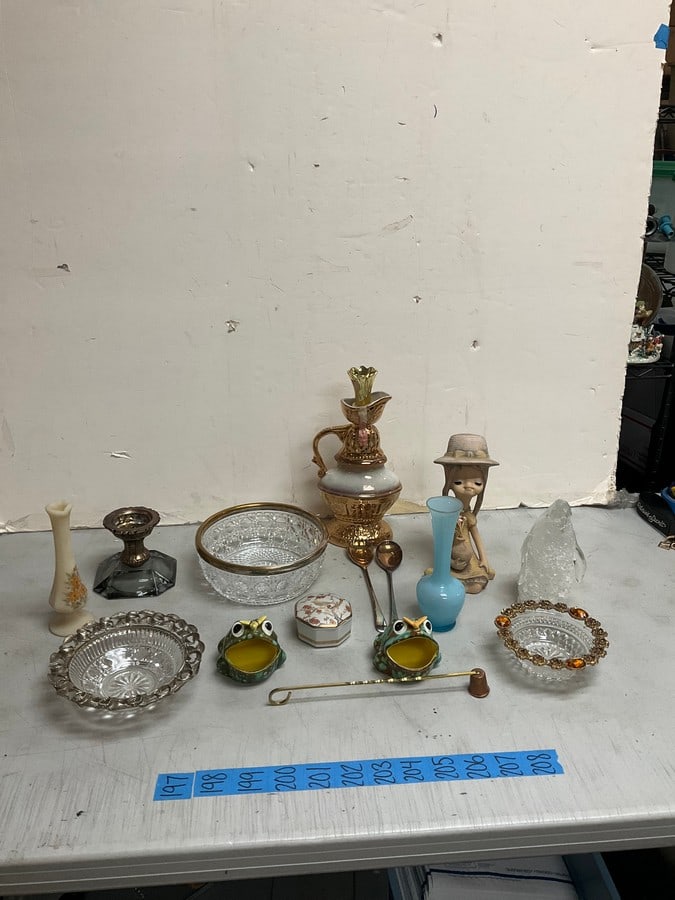 Action trinket box, signed pottery frogs, decorative serving bowls, and more (1 of 1)