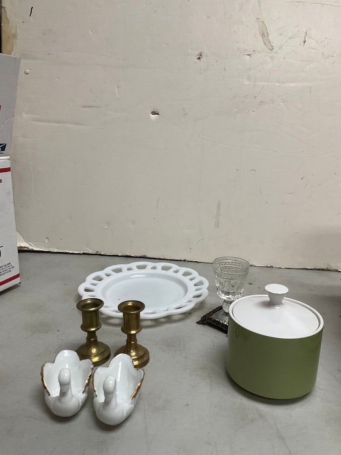 MIKASA sugar dish, candle holders, gold rimmed swans and more: MIKASA sugar dish, candle holders, gold rimmed swans and more