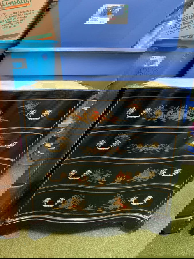 Vintage Oriental leather top chest 30x29x17 (1 of 1)