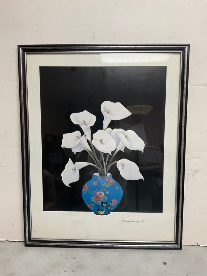 Framed 1981 floral artwork(24in.x30in.): Framed 1981 floral artwork(24in.x30in.)