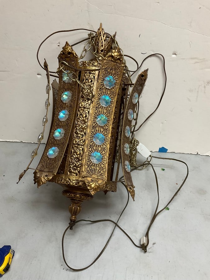 Vintage MCM hanging lamp with jewels(about 25in.tall) (1 of 1)