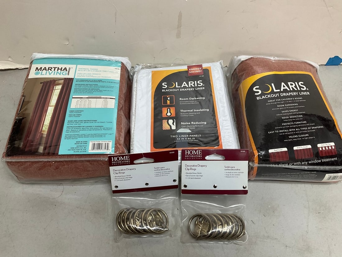 Martha Living curtain, Solaris blackout drapery liner, and Home decorators drapery clip rings: Martha Living curtain, Solaris blackout drapery liner, and Home decorators drapery clip rings