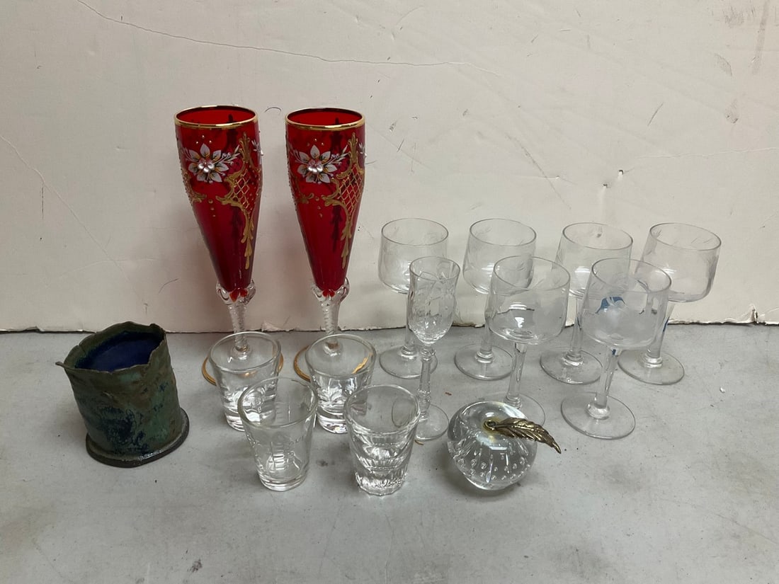 Decorative paperweight, shot glasses, drinking glasses, and more(tallest 8in.) (1 of 1)