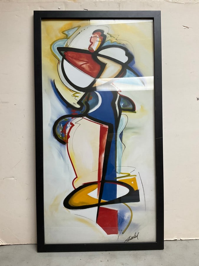 Framed and signed abstract artwork(22in.x41in.) (1 of 1)