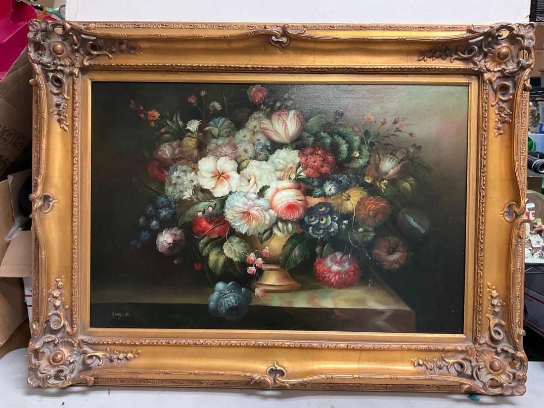 Framed and signed floral artwork(47in.x34.5in.) (1 of 1)