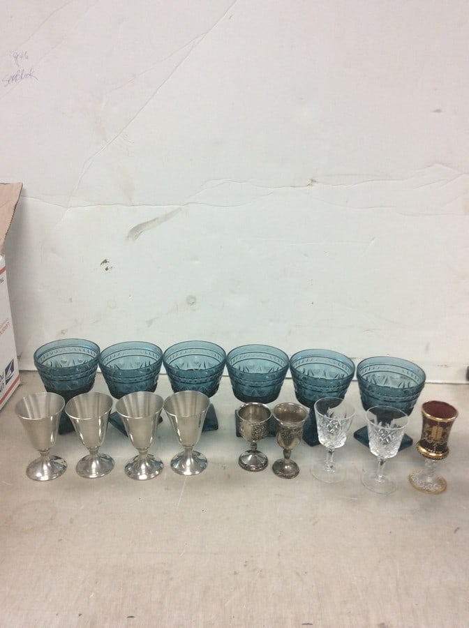 Aluminum cup sets, blue glass cup sets and more (1 of 1)