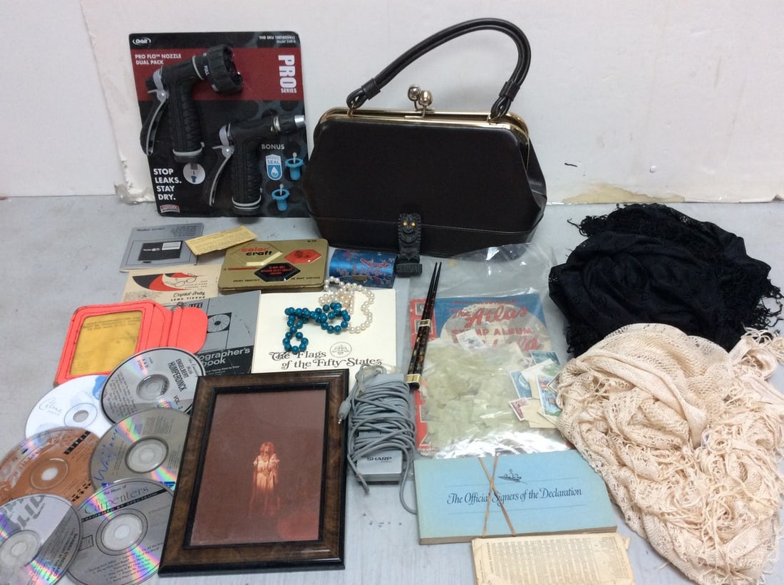 Cover purse, Orbit Pro flo nozzle dual pack, vintage stamps, scarves, and more: Cover purse, Orbit Pro flo nozzle dual pack, vintage stamps, scarves, and more