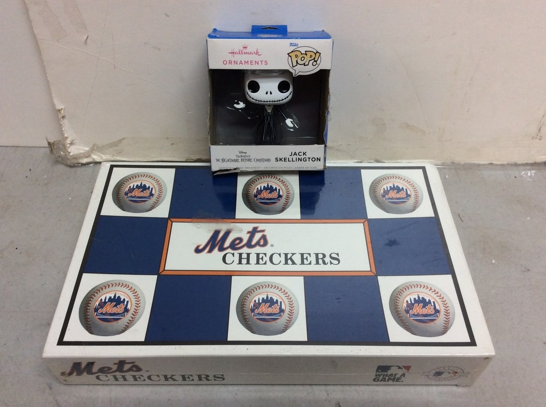 Mets Checkers and Jack Skellington POP ornament: Mets Checkers and Jack Skellington POP ornament