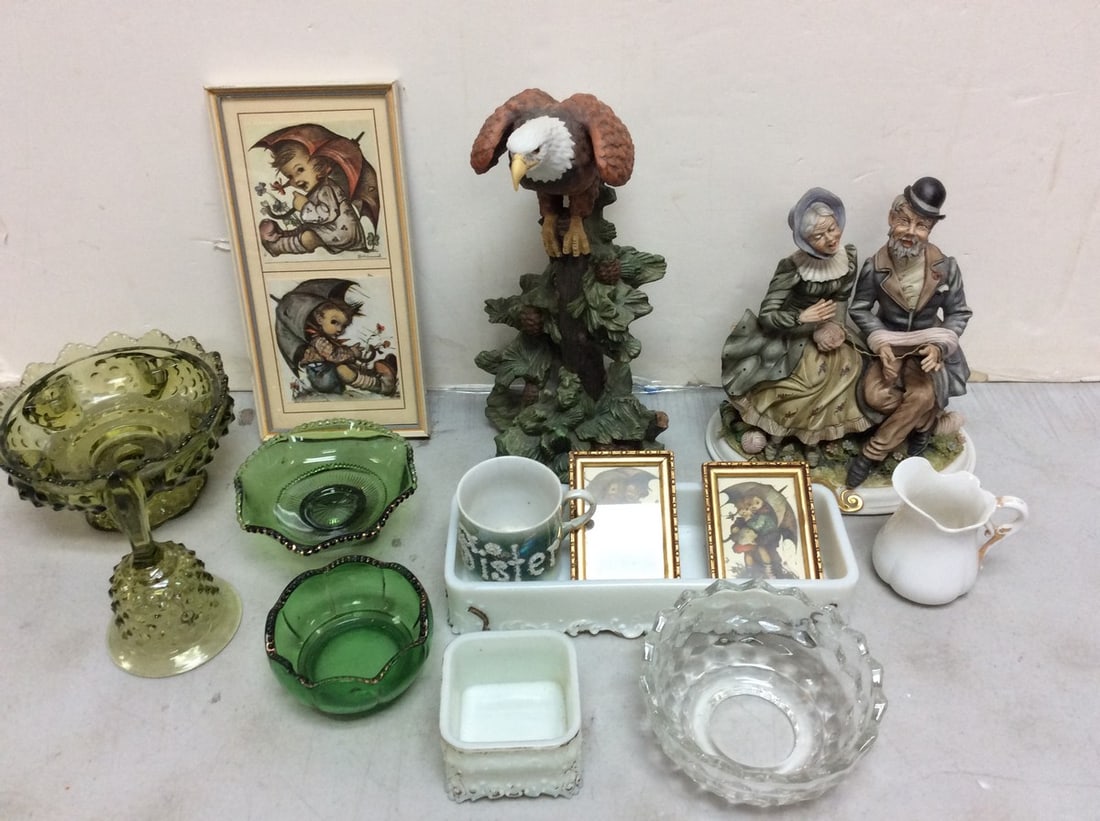 Eagles Club 1999 statue(12.25in.tall), vintage framed wall decor, glass bell, and more (1 of 1)