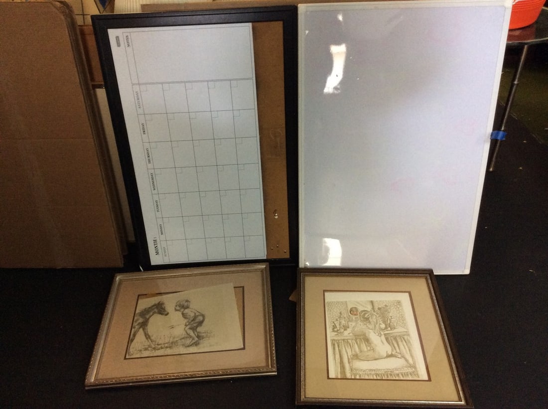 Framed artwork, calendar whiteboard with corkboard, and whiteboard(35.5in.x23.75in.) (1 of 1)
