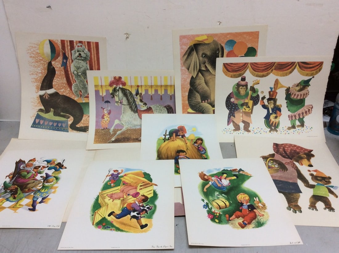 Vintage Circus animals 1958 Penn prints(largest 13in.x16in.): Vintage Circus animals 1958 Penn prints(largest 13in.x16in.)