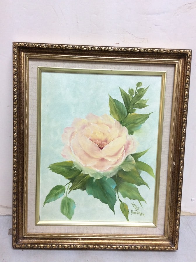 Framed floral canvas artwork signed Kathy Brosseau(15in.x18in.) (1 of 1)