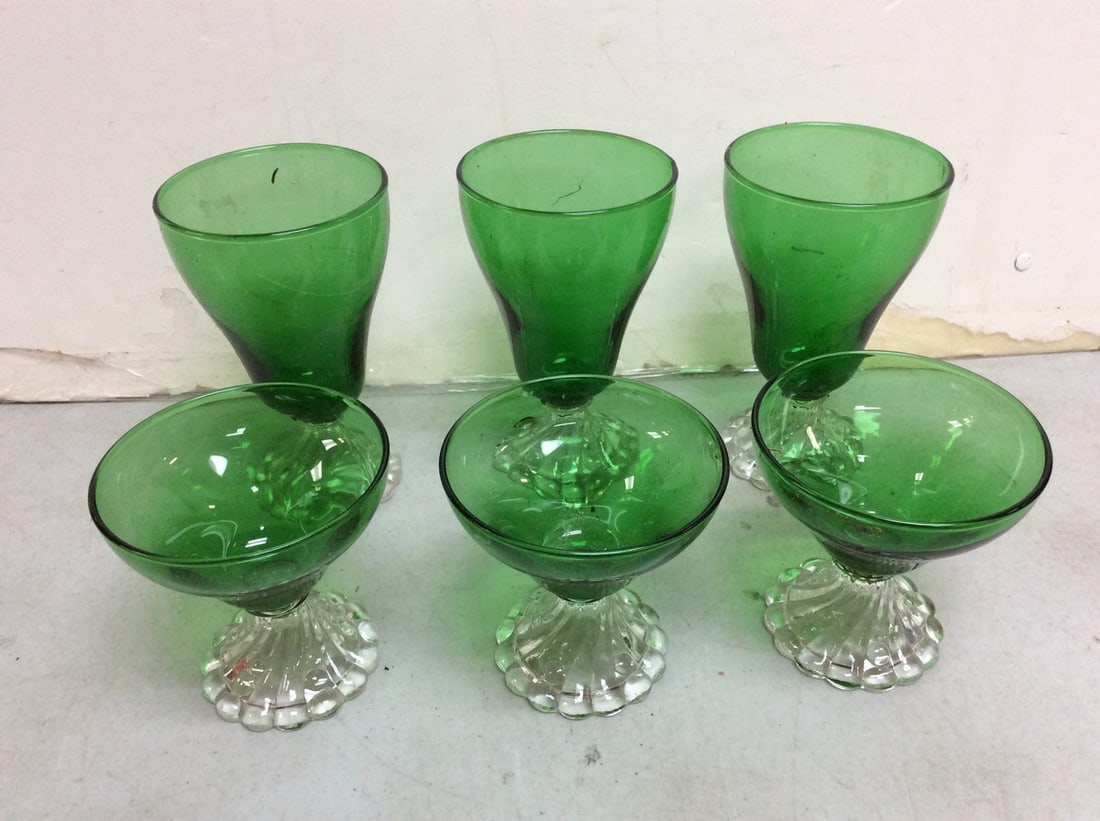 Vintage green anchor hocking drinking glasses(6in.tallest) (1 of 1)