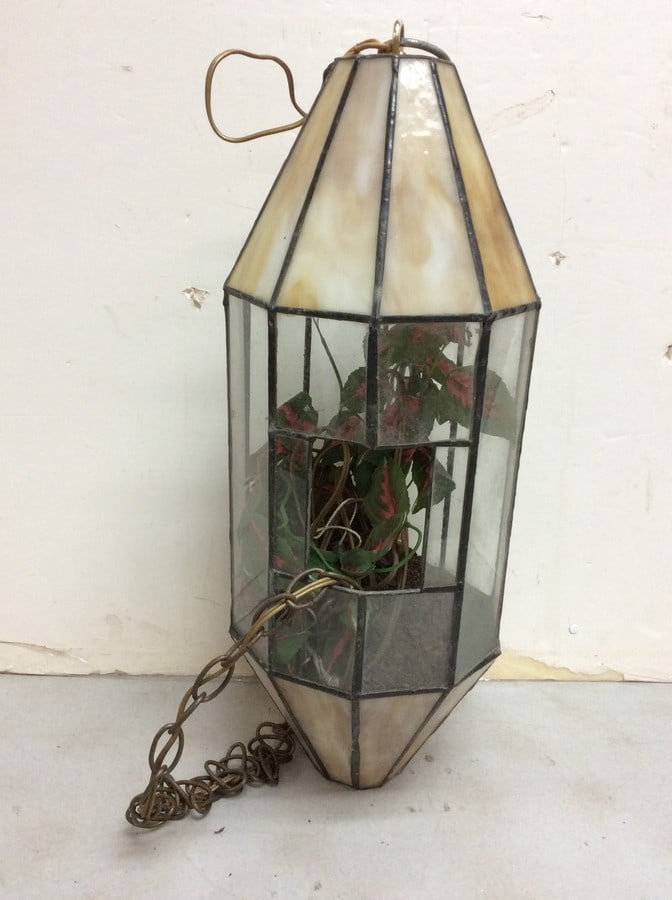 Vintage lighted terrarium(22in.tall): Vintage lighted terrarium 22in.tall)