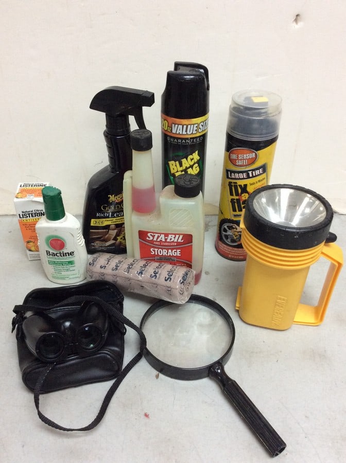 Bausch and Lomb binoculars, Eveready flashlight, Fix a flat, and more (1 of 1)