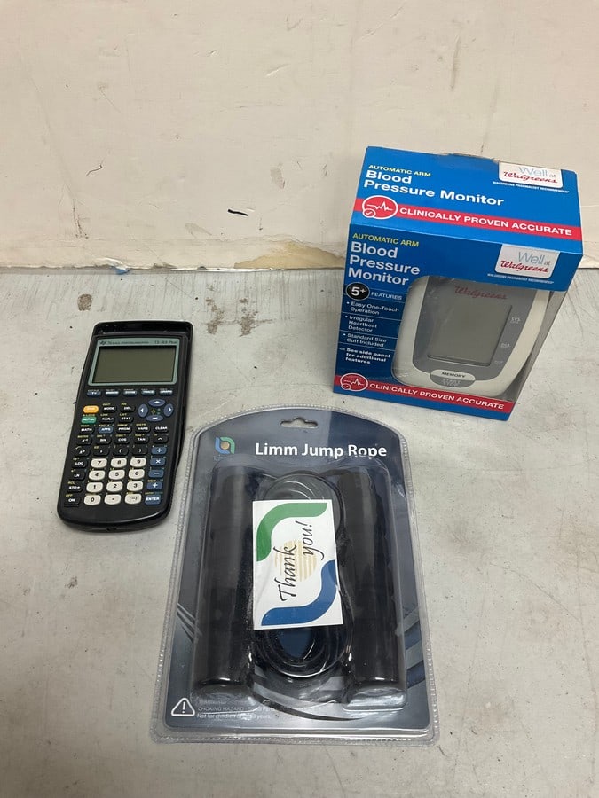 Blood pressure monitor,Limm jumprope, and TI-83 plus calculator (1 of 1)