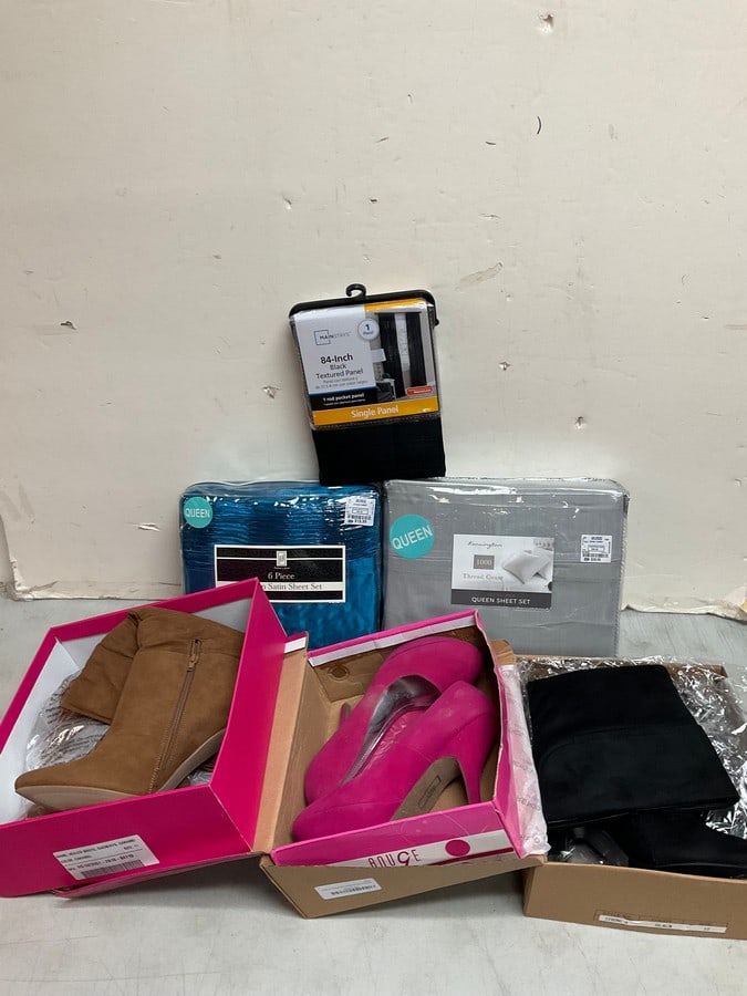 Rouge heels, boots, (various sizes), queen sheet set, and more (1 of 1)