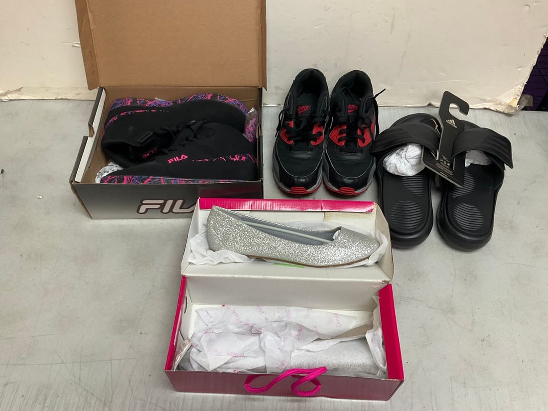 Adidas slides, Nike sneakers, Fila sneakers, and  Dream Paris flats(various sizes) (1 of 1)