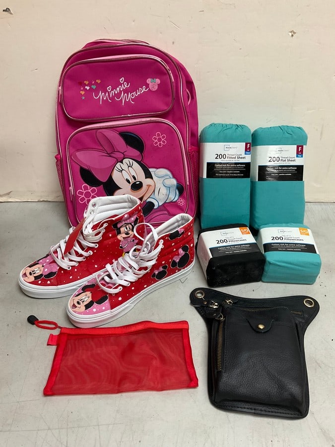Minnie mouse backpack/shoes, fitted sheets/pillowcase sets, and more (1 of 1)