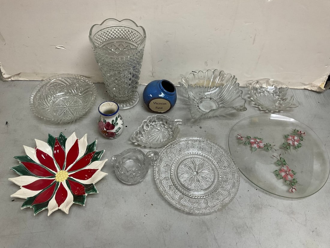 Hand painted Viking floral plate, Atlantic Mold floral plate, Giftco vacation fund ceramic,: Hand painted Viking floral plate, Atlantic Mold floral plate, Giftco vacation fund ceramic, vase(10in.tall), and more