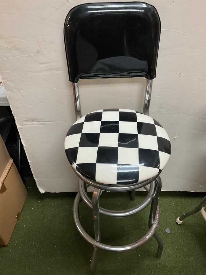 Vintage checker barstool seat(43in.tall): Vintage checker barstool seat(43in.tall)
