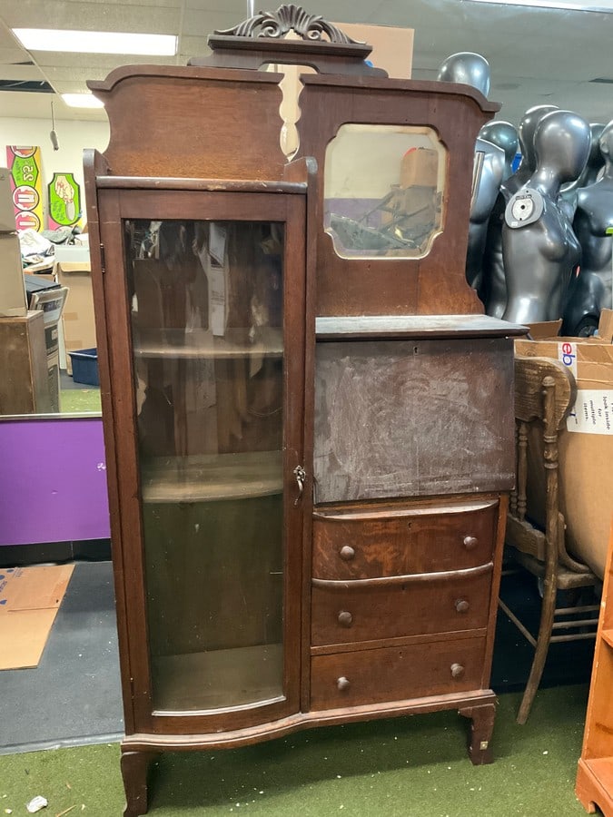 Antique “Side by Side” cabinet/desk with lock/key(36in.x12.5in.x69in.) (1 of 1)
