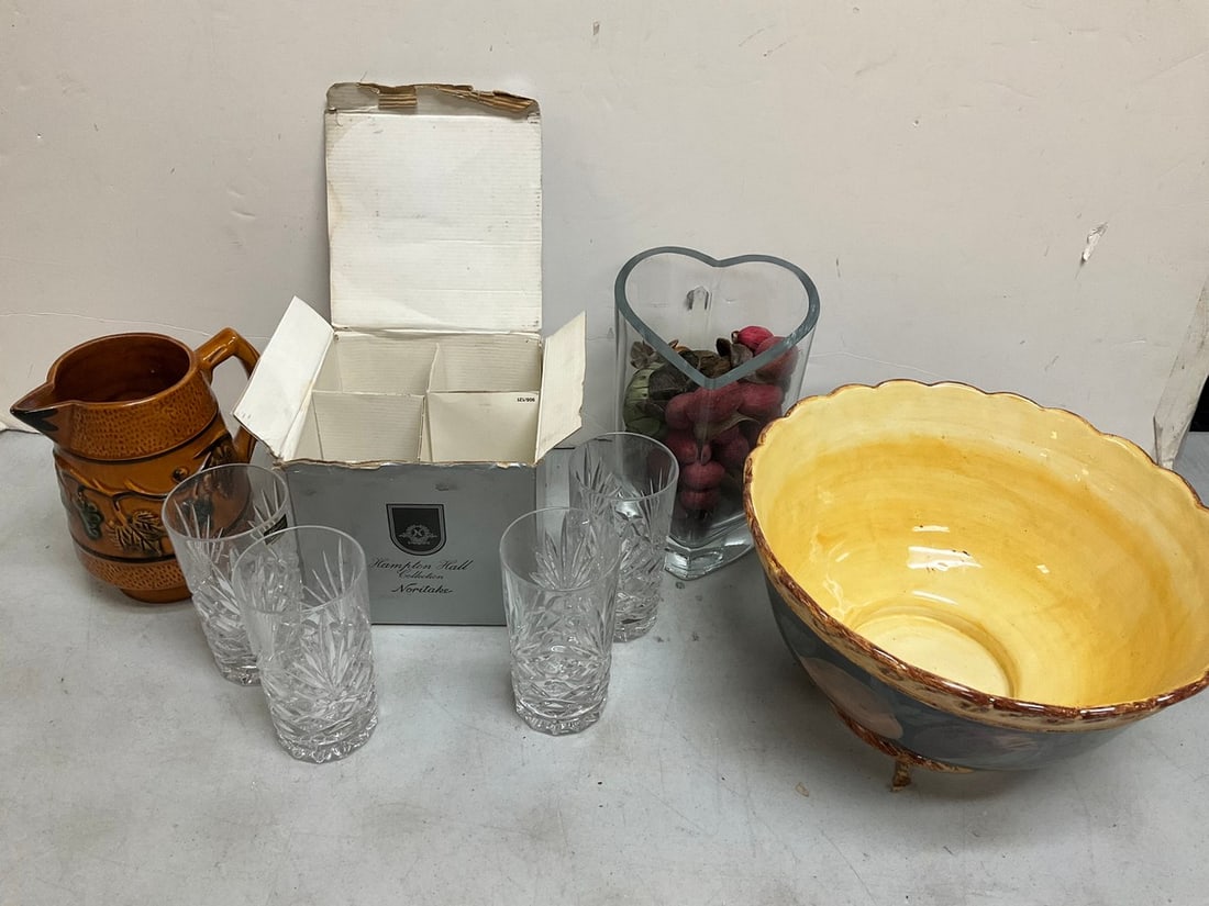 Raymond Waites serving bowl(6.5in.tall,12in.long), Noritake crystal glasses, and more: Raymond Waites serving bowl(6.5in.tall,12in.long), Noritake crystal glasses, and more