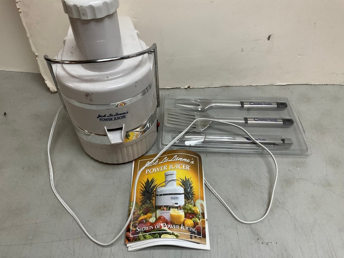 Jack La Lannes power juicer(16in.tall) and Crowley foods: Jack La Lannes power juicer(16in.tall) and Crowley foods