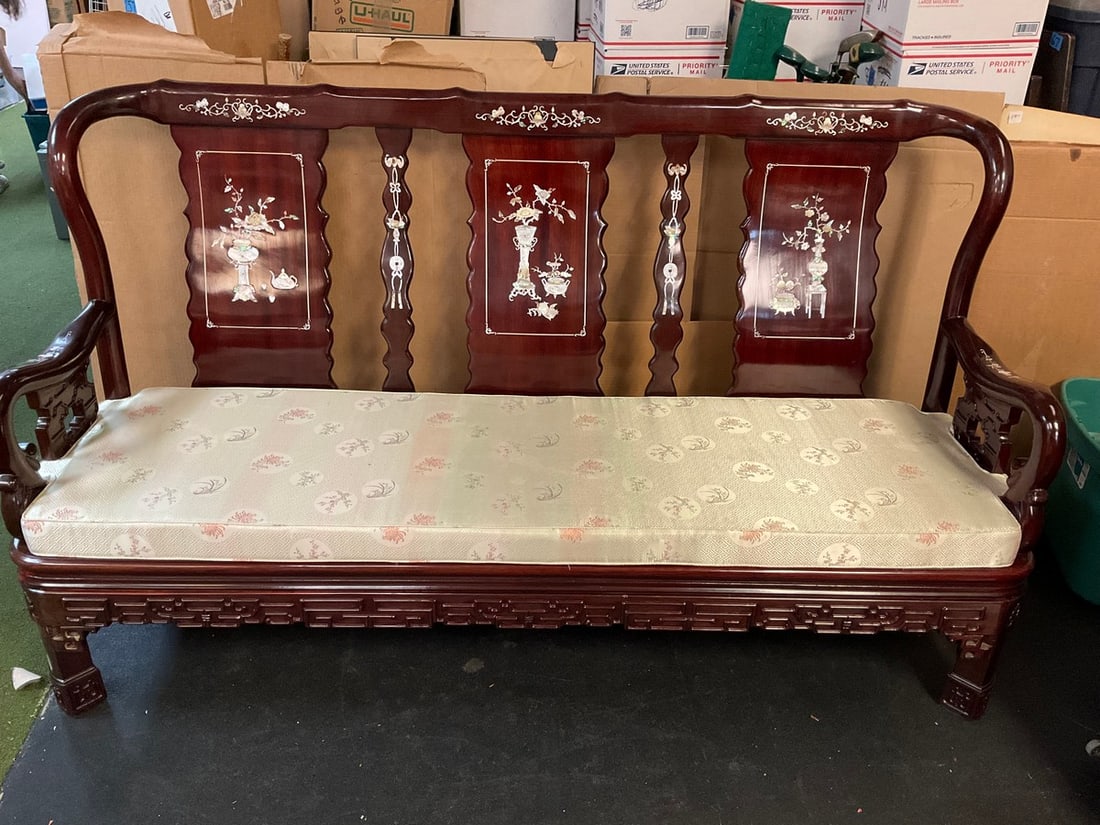 Rosewood pearl in laid large parlor bench(72in.x27in.x40.5in.) (1 of 1)