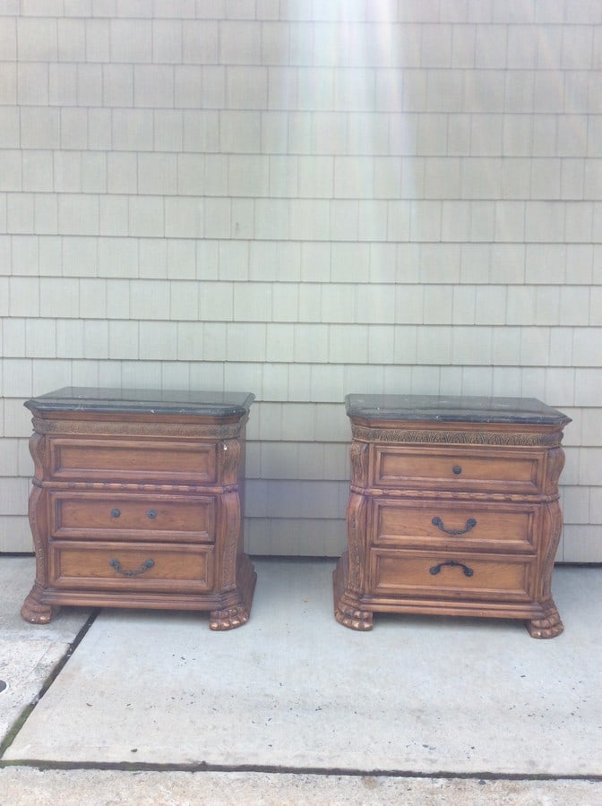 set of 2 Vintage 3 tier black marble top nightstands 38x19x32.5: set of 2 Vintage 3 tier black marble top nightstands 38x19x32.5