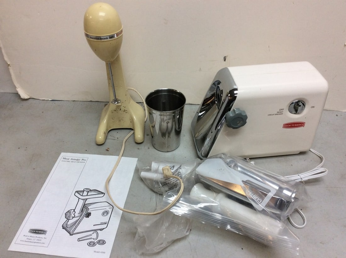 Back to Basics meat grinder and Hamilton Beach Drink Master appliance(about 15in.tall) (1 of 1)