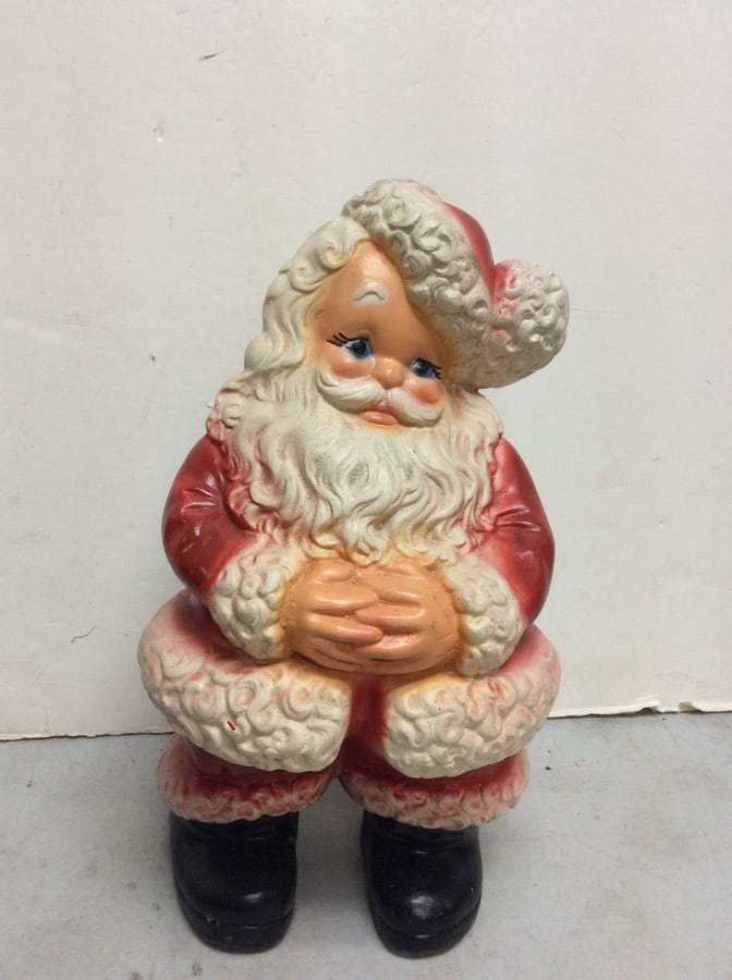 Vintage BLOW MOLD Santa COIN BANK (14in.tall-damaged, small hole): Vintage BLOW MOLD Santa COIN BANK(14in.tall-damaged, small hole)