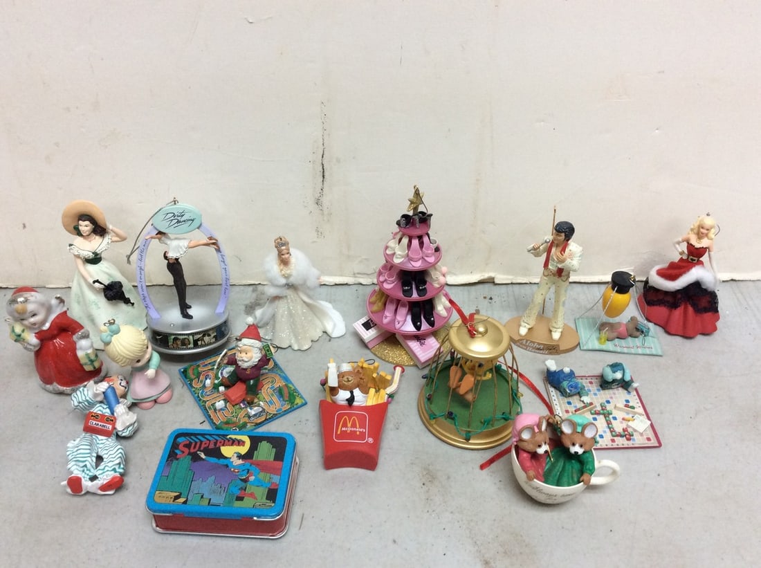 Vintage Christmas ornaments(Scrabble, Dirty Dancing, Barbie, and more-tallest 5.5in.): Vintage Christmas ornaments(Scrabble, Dirty Dancing, Barbie, and more-tallest 5.5in.)