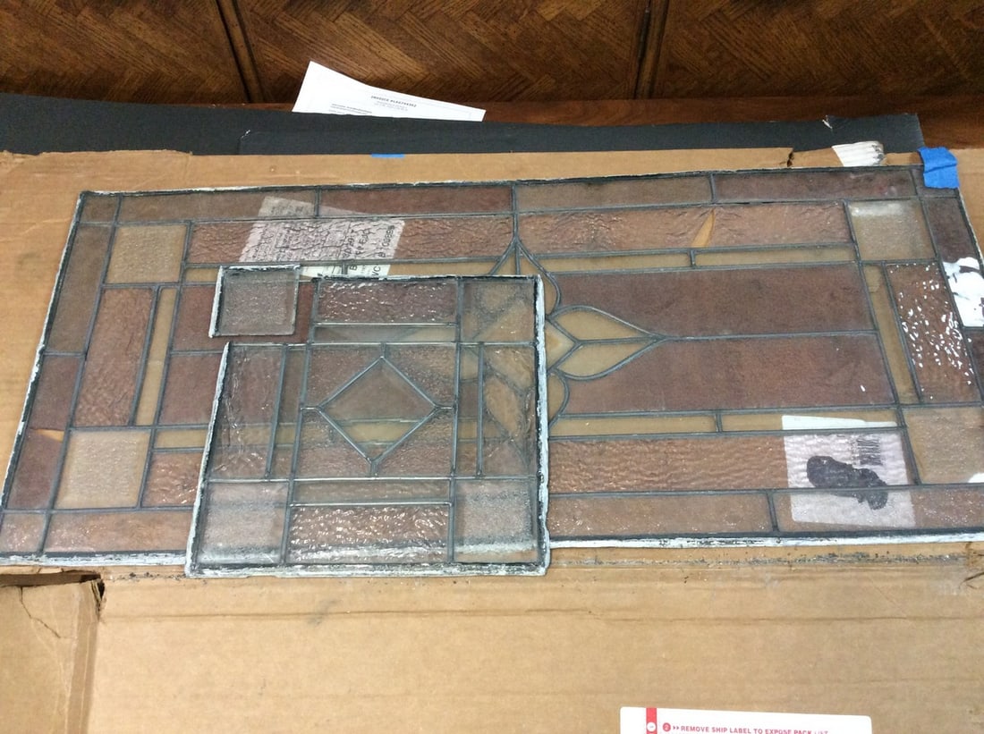 Decorative stained glass(36in.x16in.-cracked): Decorative stained glass(36in.x16in.-cracked)