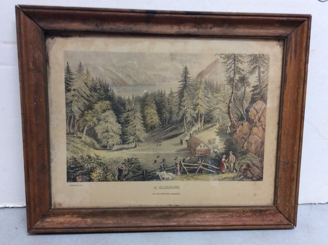 A Clearing on The American Frontier Framed Print - Currier & Ives(14.75inx18.75in) (1 of 1)