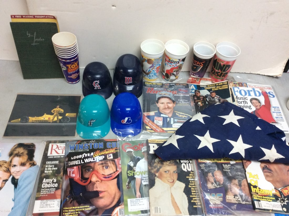 USA Flag, Plastic McDonalds/Burger King Cups(6.75in), Cup Bowls, Various Magazines (people, (1 of 1)