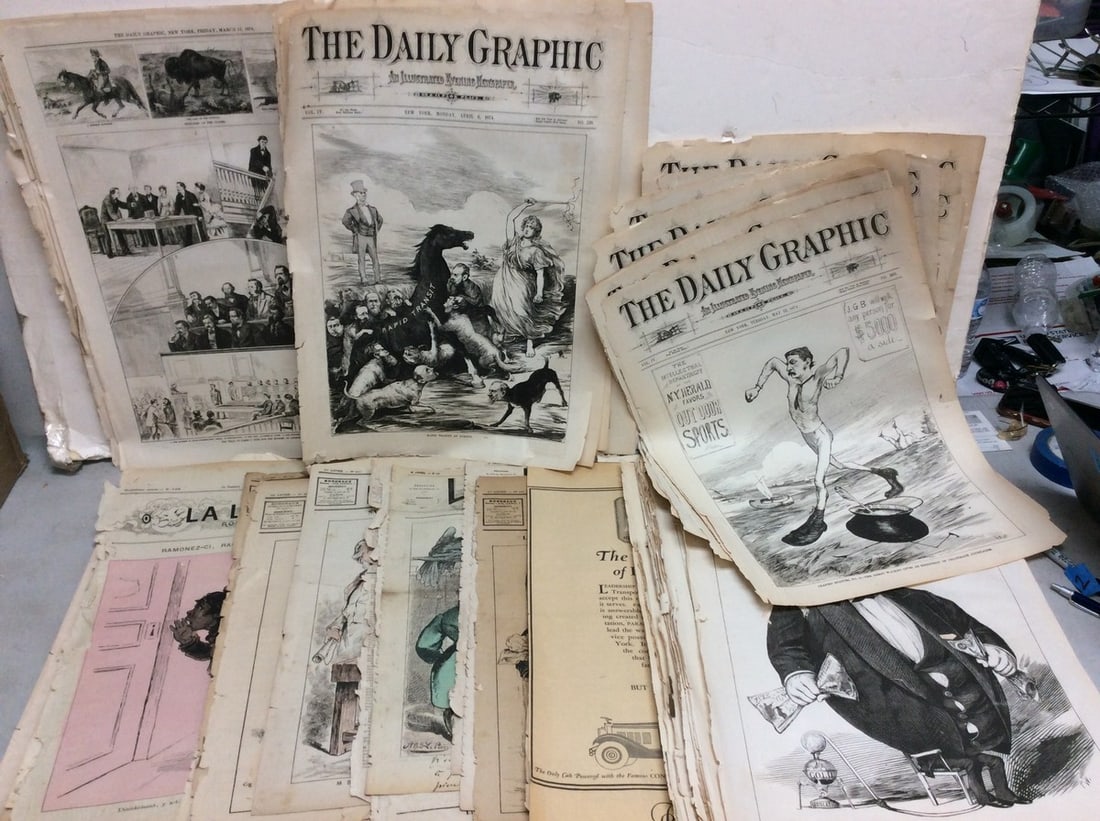 1860's-1880's vintage newspaper cutouts(The Daily Graphic, Le Grelot, and more) (1 of 1)