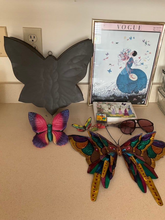 Wall hanging decor(various butterflies, key rack framed Vogue art print-11in.x14in.)and Carrera (1 of 1)
