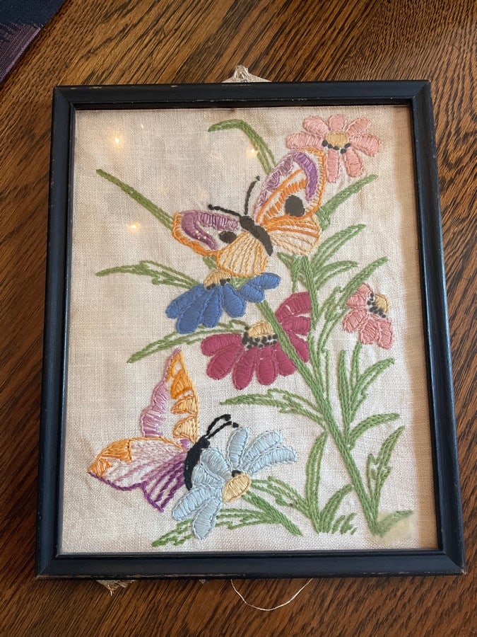 Framed butterfly stitchwork art(8.75in.x10.75in.) (1 of 1)