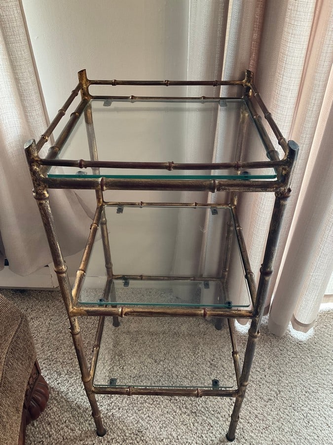 Vintage 1950’s/60’s metal bamboo table(29.75in.x13.25in.x13.25in.): Vintage 1950’s/60’s metal bamboo table(29.75in.x13.25in.x13.25in.)