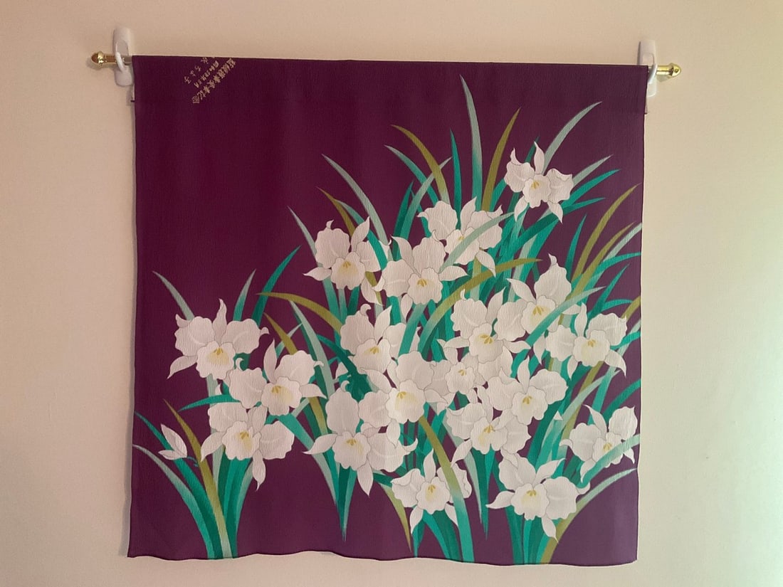 Floral oriental silk tapestry(27in.x27in.) (1 of 1)