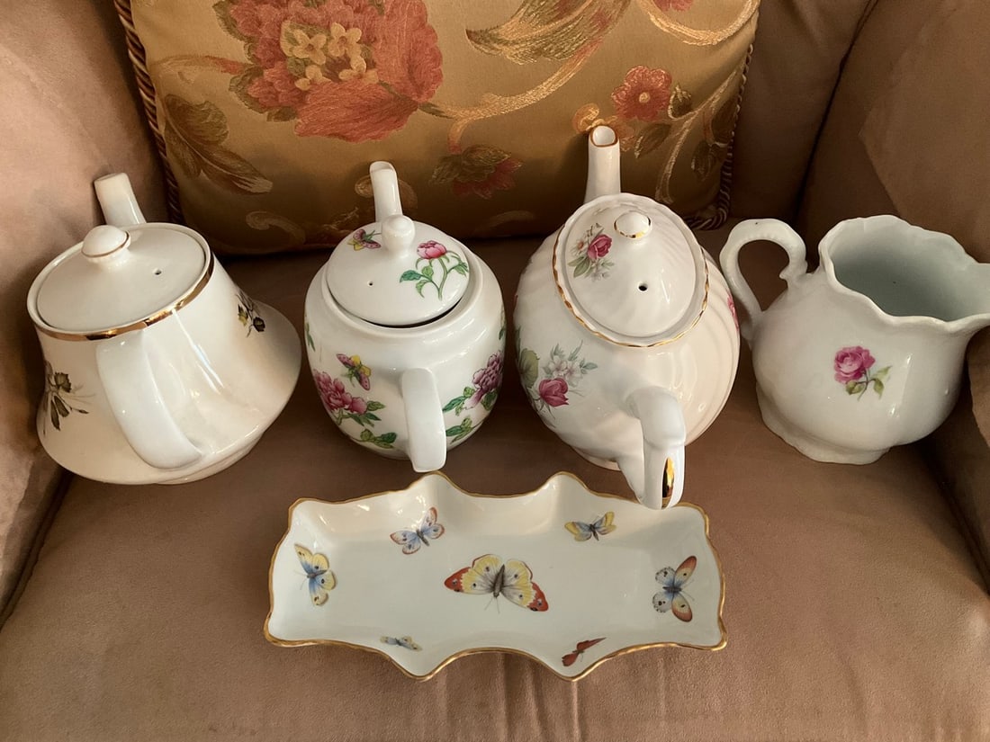 Ceramic teapots, pitcher, and more(Limoges, Staffordshire, Arthur Wood, ACF,etc-6in.tallest.) (1 of 1)